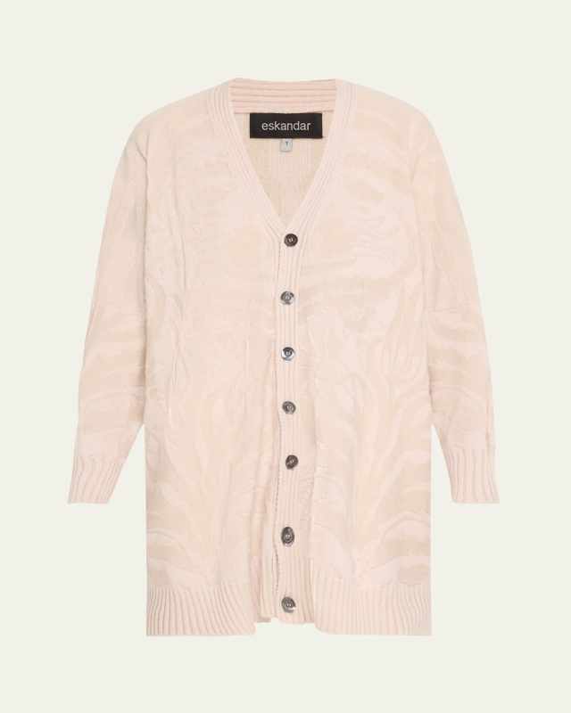 Wide V-Neck Cardigan (Long Plus Length)